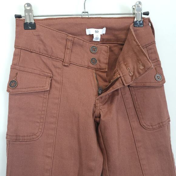 BP Bootcut Pants Low Rise Flap Pockets Stretch Button Fly Women 23 Rust - Picture 14 of 14